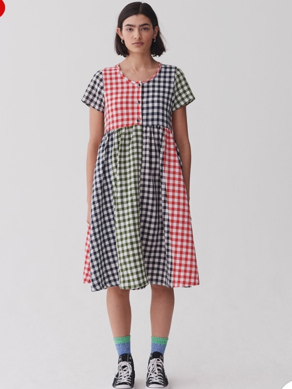 Lazy Oaf Mixed Gingham Check Button Front Dress UK size 10